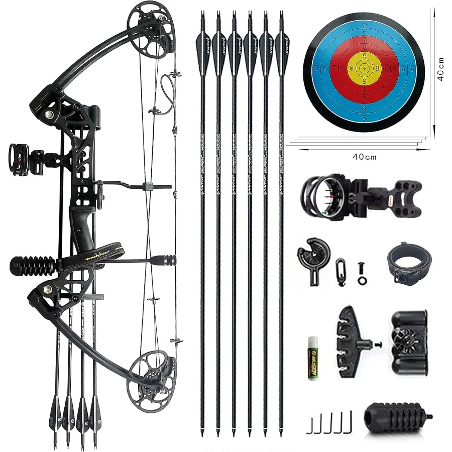 قوس مركب سحب الوزن 070 رطل للسحب للمبتدئين والآرتشر المتوسط قابل للتعديل بالكامل 19.2531 مع جميع الملحقات حتى