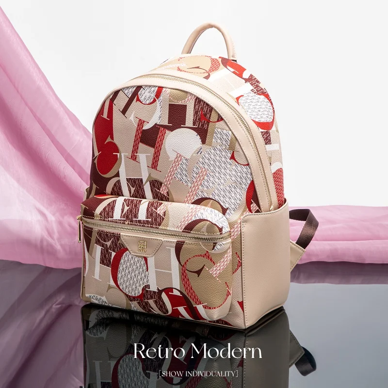 

CHCH Unique Printed Design Women's Backpack Rugged Backpack Fashion Women's Backpack New 2025 Large Capacity Printed Travel Bag