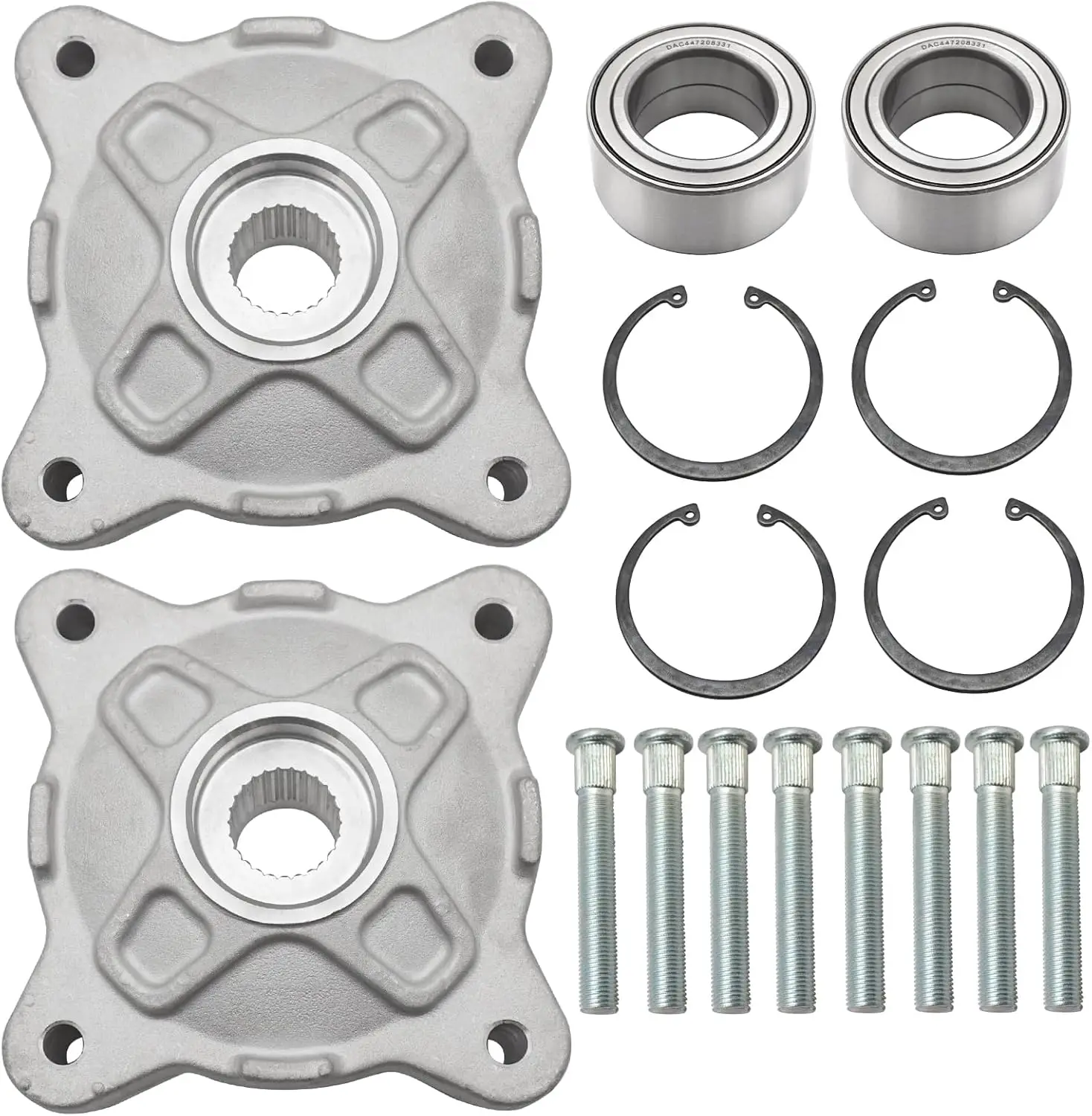 

Front & Rear Wheel Hubs with Bearings and Studs for Polaris RZR Models 2008-2017, Durable Fit