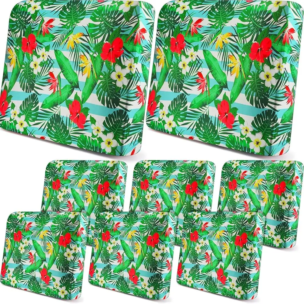 

8 Pcs Outdoor Cushion Covers Tropical Patio Couch Covers 25 H Stretchable Furniture Cushion Covers, Green Monstera Summer
