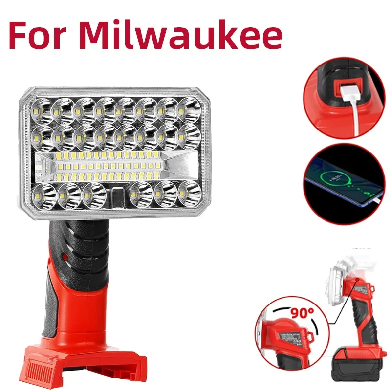 

18W LED Work Light Compatible for Milwaukee M18 18V Lithium-ion Batteries 2000-lumen Aluminium Alloy Torch with USB Port