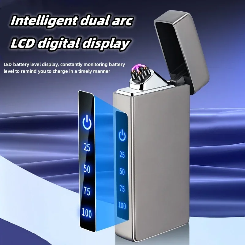 2024 Innovative Replaceable Battery Type-c Fast Charging Dual Arc Lighter Windproof USB Intelligent Igniter Touch Sensor Lighter