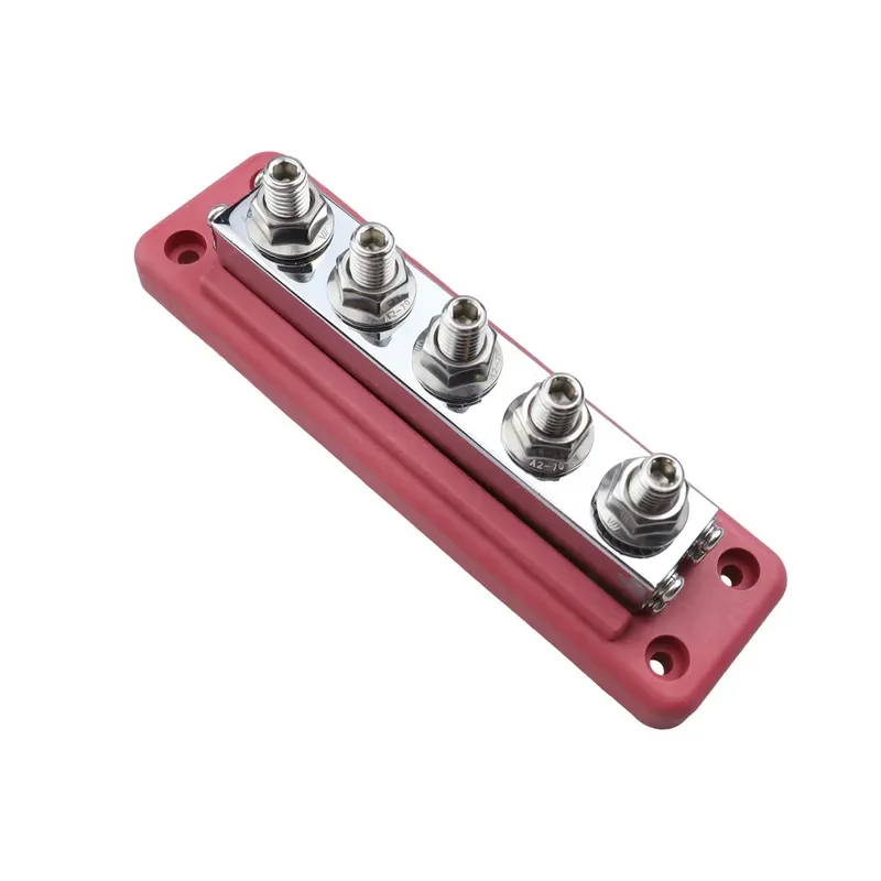 600A High Current Busbar M10 DC 5 Way Wiring Stud For RV Yacht Marine Boat Electrical Connection 300V AC Power Distribution