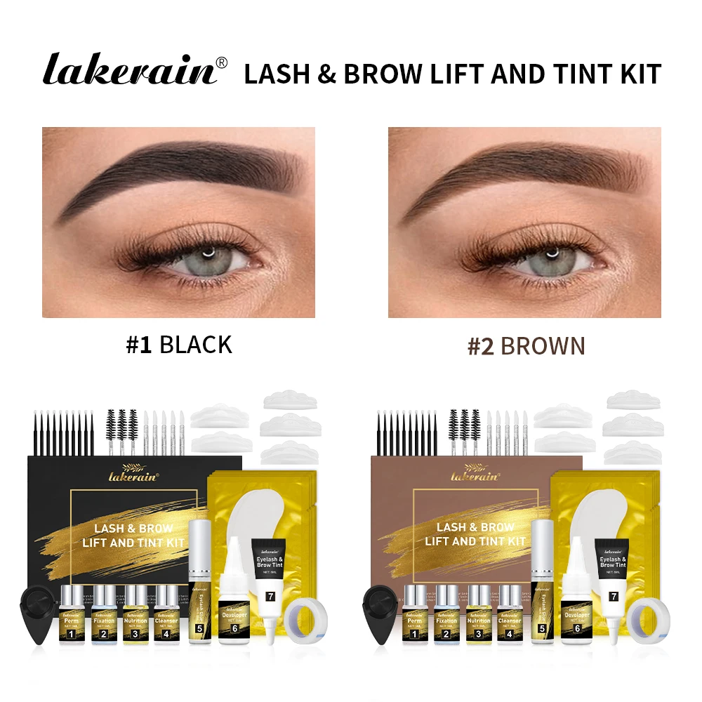 Kit professionale per tinta ciglia e sopracciglia per sollevamento sopracciglia, impostazione di fissaggio permanente, ciglia arricciate, set di lunga durata, 4-6 settimane, piegaciglia