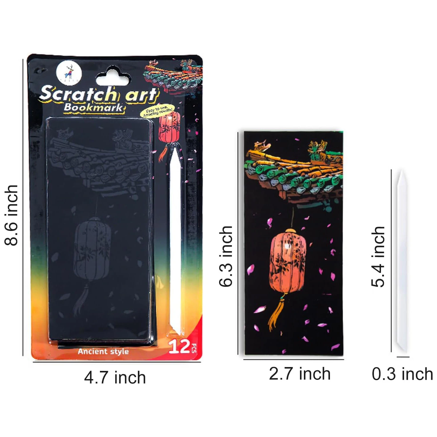 12PCS Scenery Scratch Bookmarks Paper Scratch Rainbow Bookmarks DIY Bookmark Crafts  for Book Lovers Students Rewards Gifts