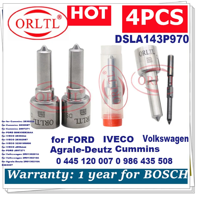 

DSLA143P970 (0 433 175 271) for Cummins FORD IVECO 0445120007 0 986 435 508 0 445 120 007 Commmon Rail Nozzle 4pc