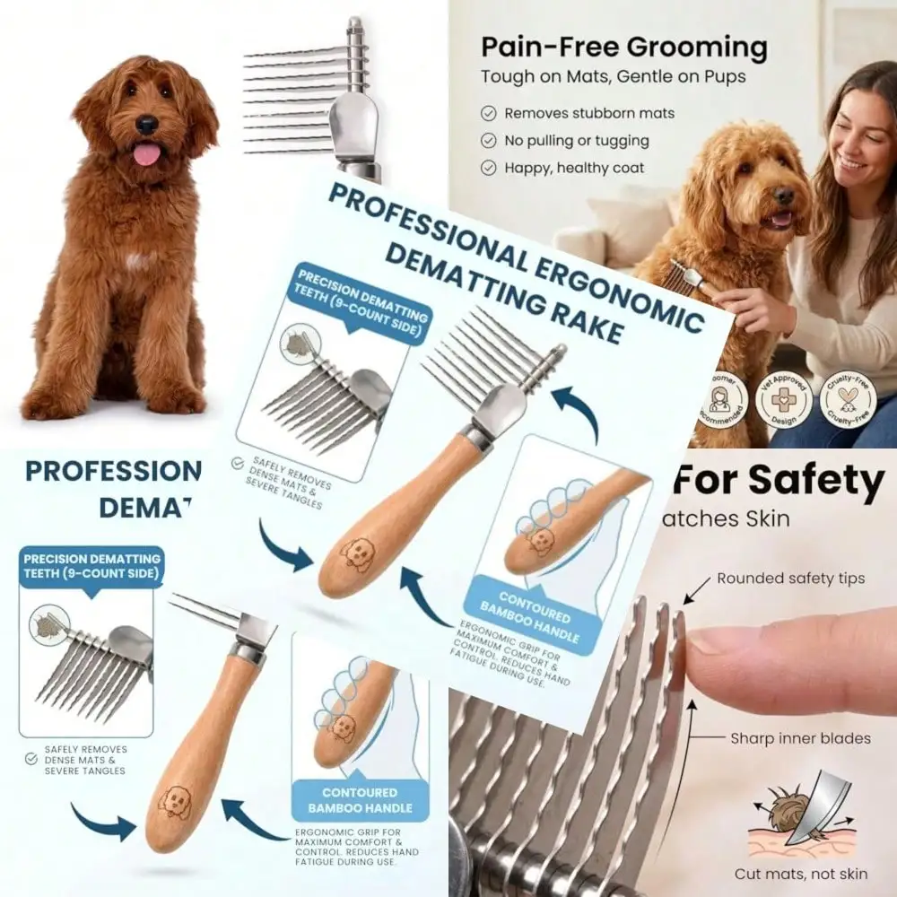 

Dog Brush And Detangler Brush For Dogs Comb Tool For Grooming Best For Doodles Poodles Goldendoodles Cats And Other Pets Matted Fur Removal On Undercoat