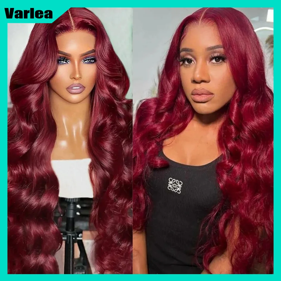 Varlea 200% Density Burgundy 13x6 Hd Lace Frontal Human Hair Wig Loose Body Wave 99j Body Wave 13x4 Lace Front Wigs For Women