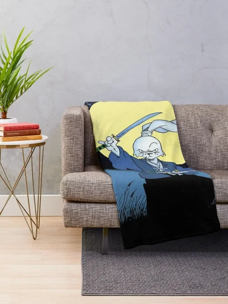 usagi yojimbo,usagi,rabbit,samurai,cover, moon,katana,sword,kimono,ronin,miyamoto usagi,stan sakai,japan,edo era,e Throw Blanket