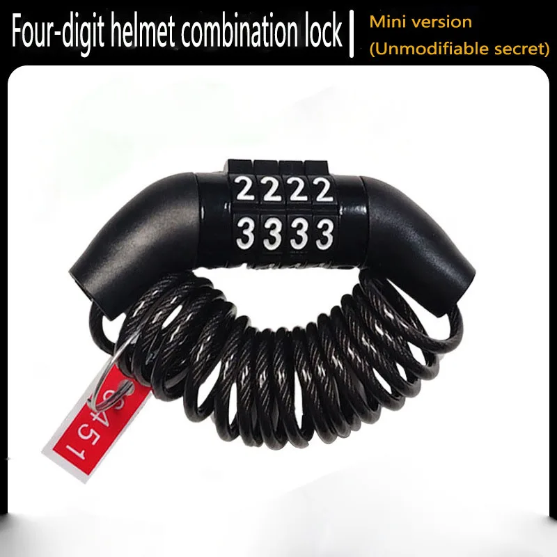 دراجة نارية دراجة مكافحة سرقة سلسلة 4 أرقام كلمة المرور الجمع خوذة قفل السلامة المحمولة كابل قفل دائم سلك حبل #3