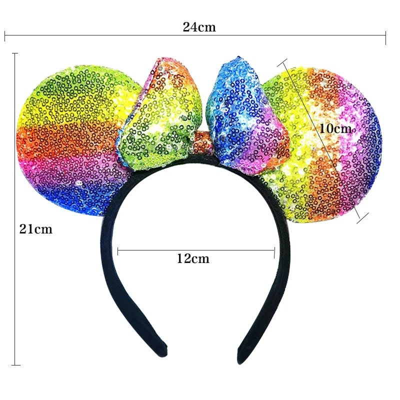 Fiocco per capelli Minnie Mouse Ears fascia per capelli fascia per capelli per le donne addensare paillettes fiocco 3D accessori per capelli per ragazze fascia per capelli festa di compleanno