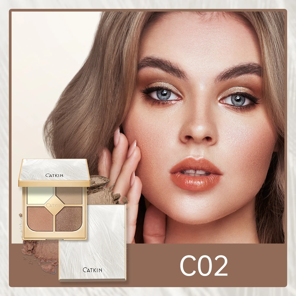 CATKIN Glit Quad Eyeshadow, High Pigmented and Matte Eyeshadow Palette, Shimmer Finishes