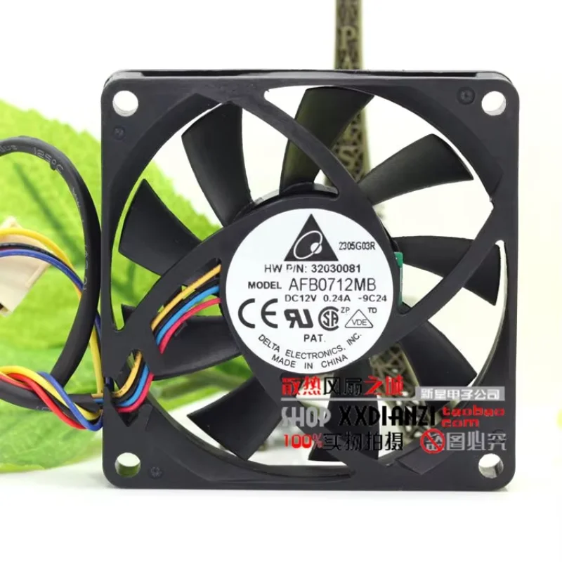 Delta Electronics AFB0712MB 9C24 DC 12V 0.24A 70x70x15mm 4-Wire Server Cooling Fan