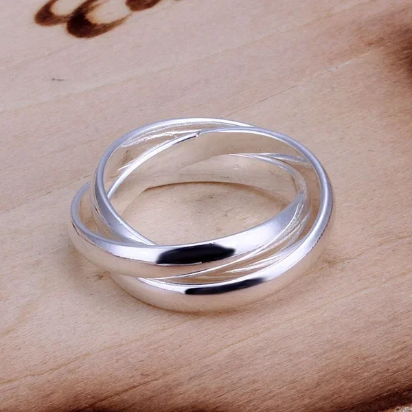 Leading fashion personality simple and elegant Three times ring silver color fashion round ring classic models R167