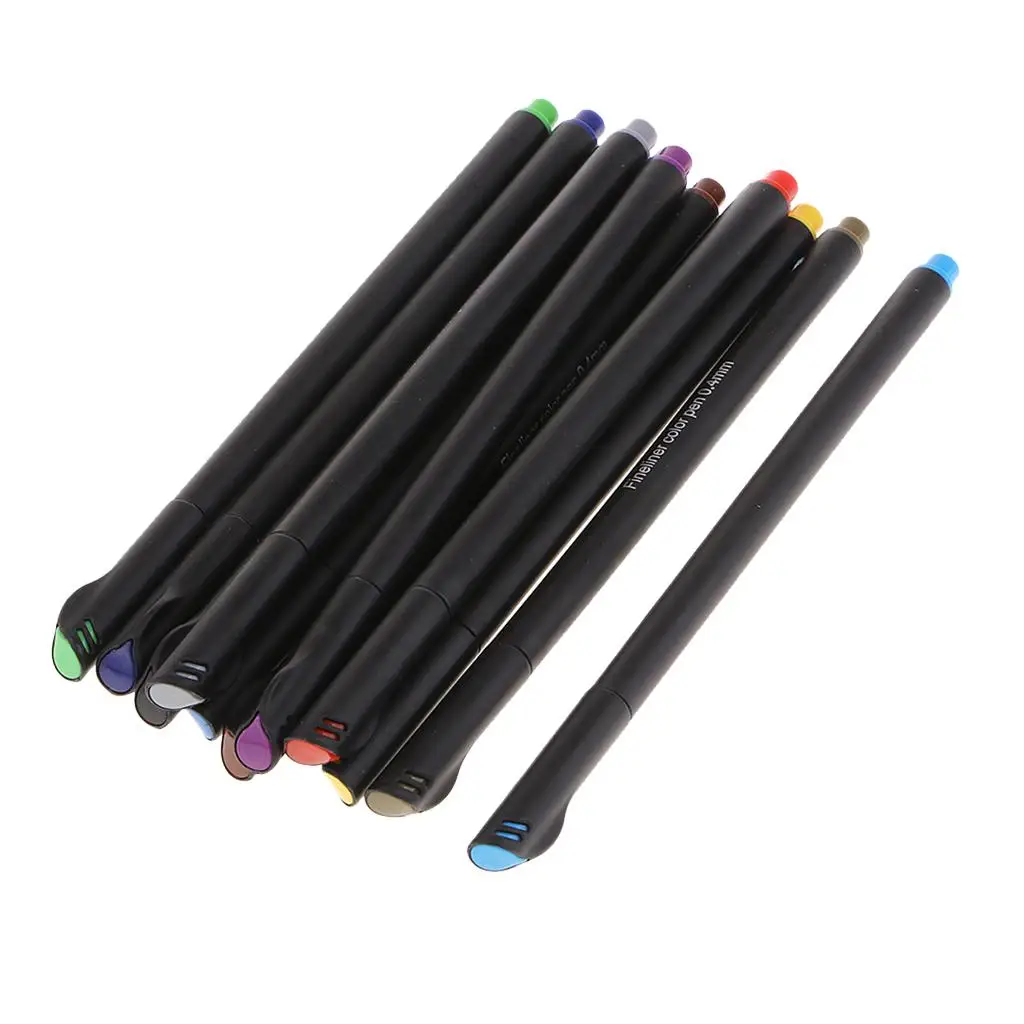12Pcs Fineliners Water Based Pens Kids Children Drwaing Diary Scrapbooking