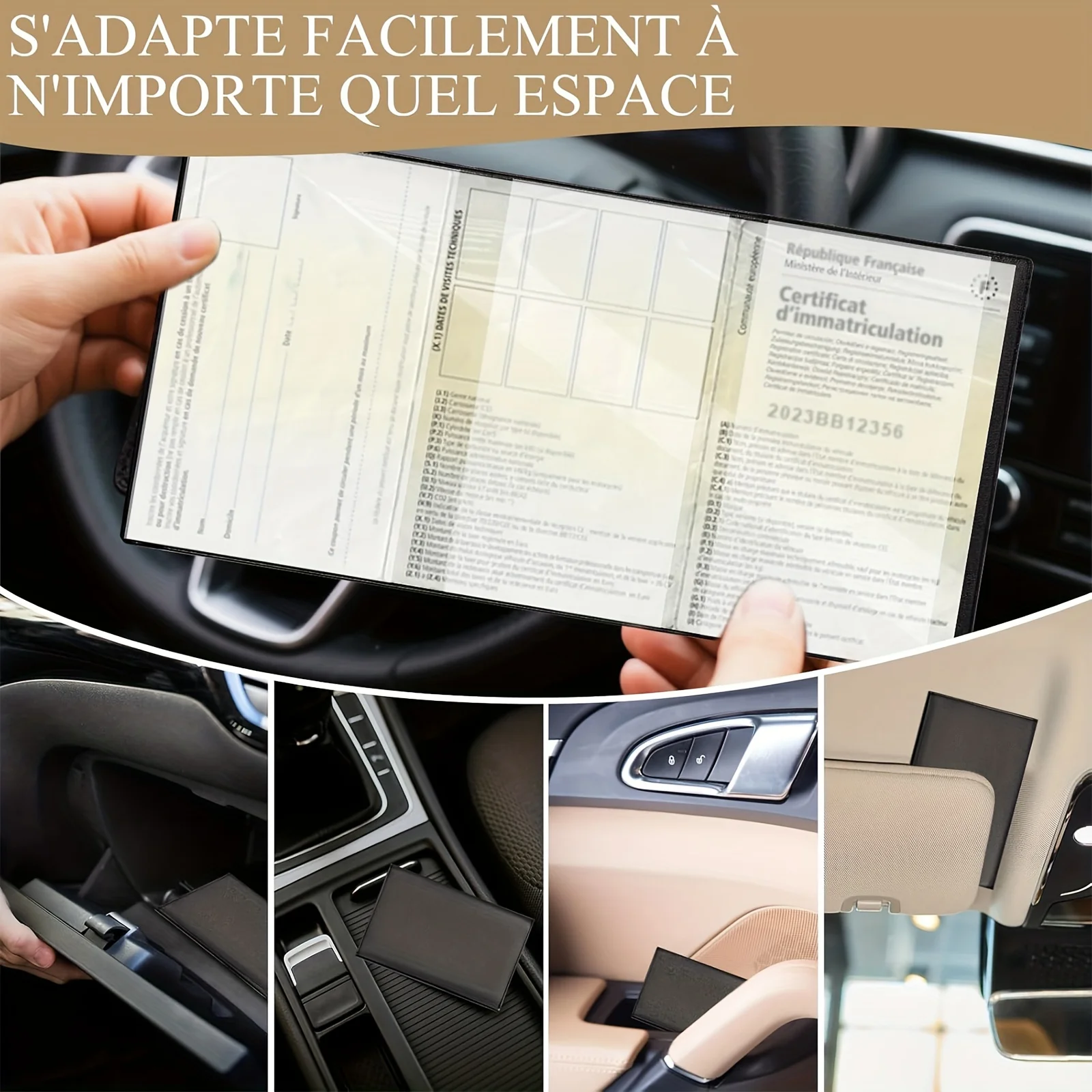 حامل بطاقة تسجيل المركبات والتأمين - حافظة مستندات بلاستيكية شفافة لأوراق السيارات/الدراجات النارية