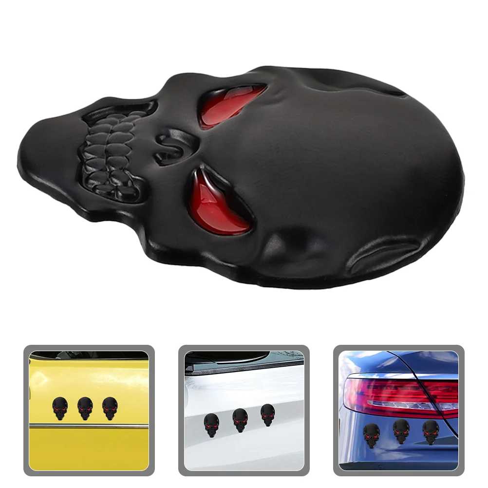 

3 Pcs Car Personality Modification Emblems and Badges Skull Sticker The Sign Zinc Alloy Motorcycle Decals
