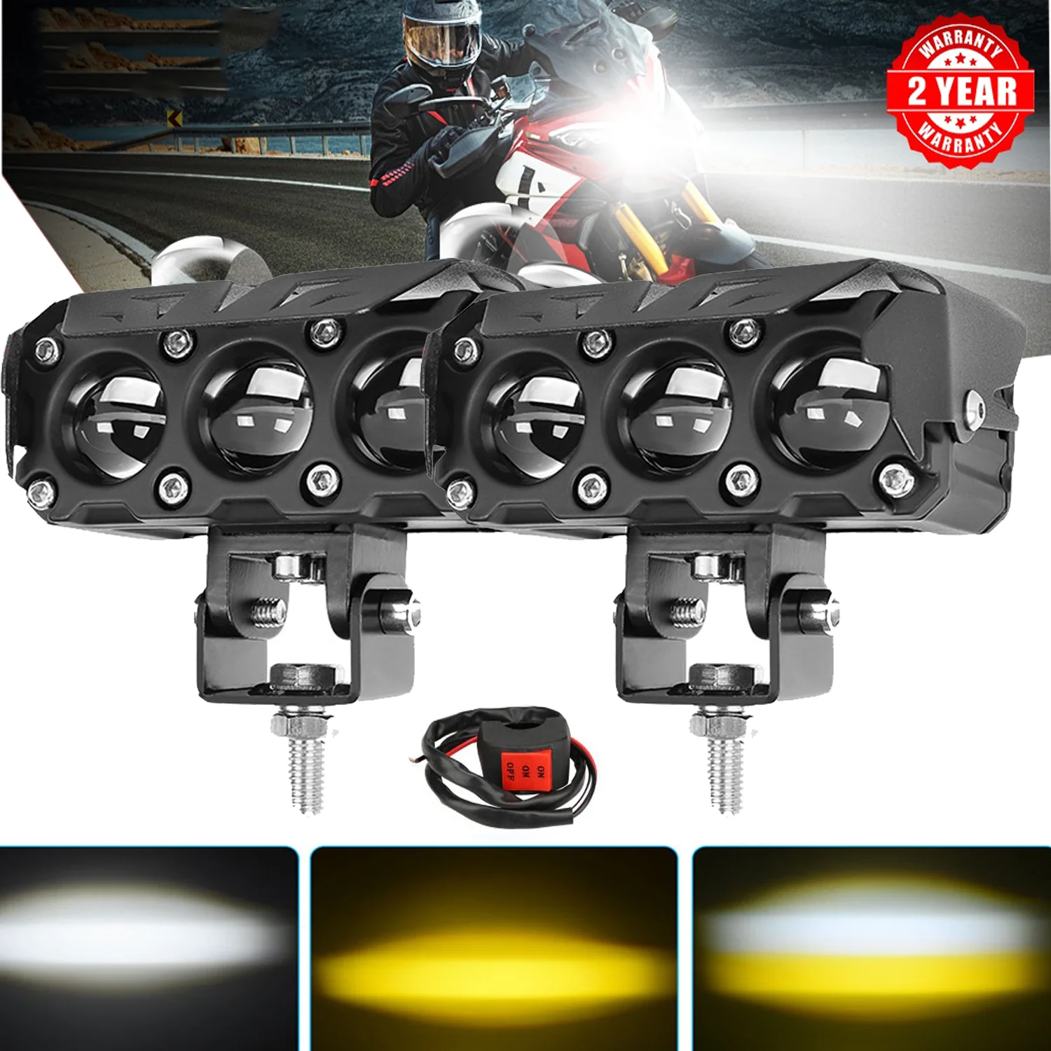 Motorcycle Light Motorbike Off-road Front Auxiliary Spotlights Super Penetrating Fan Driving Led for 4x4  ATV Truck Bike SUV
