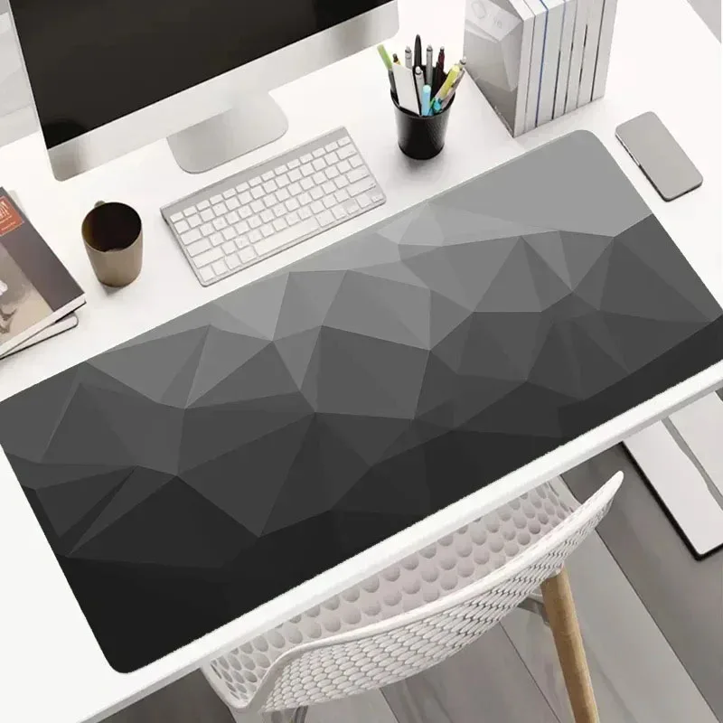 

Modern Dark Geometric Tablecloth Large Desk Mat Computer Mousepad Abstract Black Grey Gaming Keyboard Pad Non-slip Office Setup