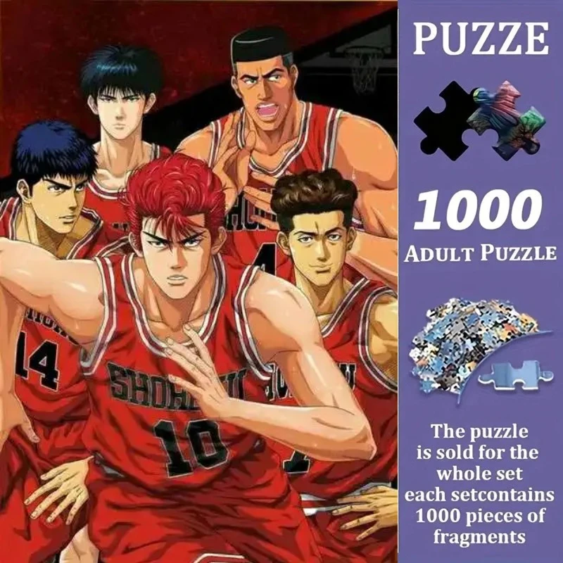 500/1000pcs Adult Jigsaw Puzzles  Slam Dunk Anime Suitable for Adults & Families - Challenging Large Pieces, Portable