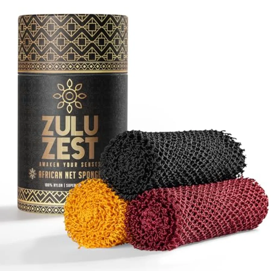 

Authentic African Net Sponge 3-Pack Exfoliating Mesh for Face Body Deep Clean Quick Dry Long-Lasting Bath Scrubber for All Skin