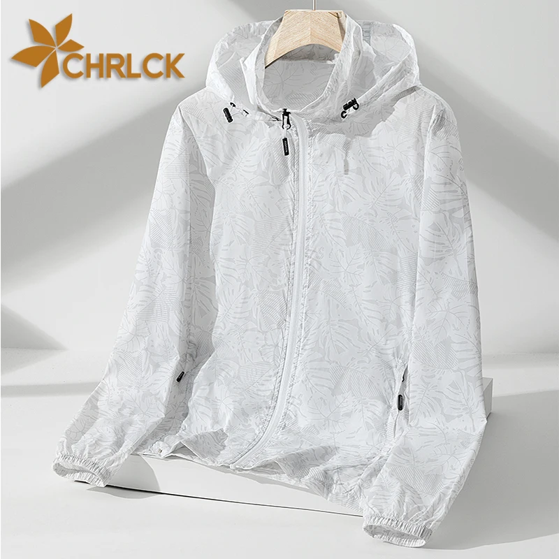 CHRLCK Men's Running Hiking Fishing Waterproof Jackets Zipper Pockets Sun Protection Clothes Boys Breathable Skin Jacket