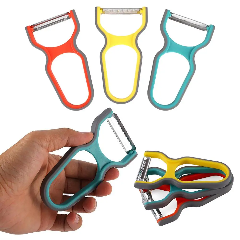 Cepilladora de verduras 3 en 1, peladora de patatas, manzana, pepino multifunción de acero inoxidable, picadora de frutas, Mini juego de rallador rebanador Spud