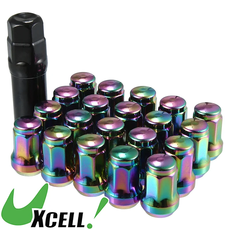 UXCELL 1 Set M12x1.25 Car Heptagon Lug Nut 32mm Screw with Socket Key Multicolor