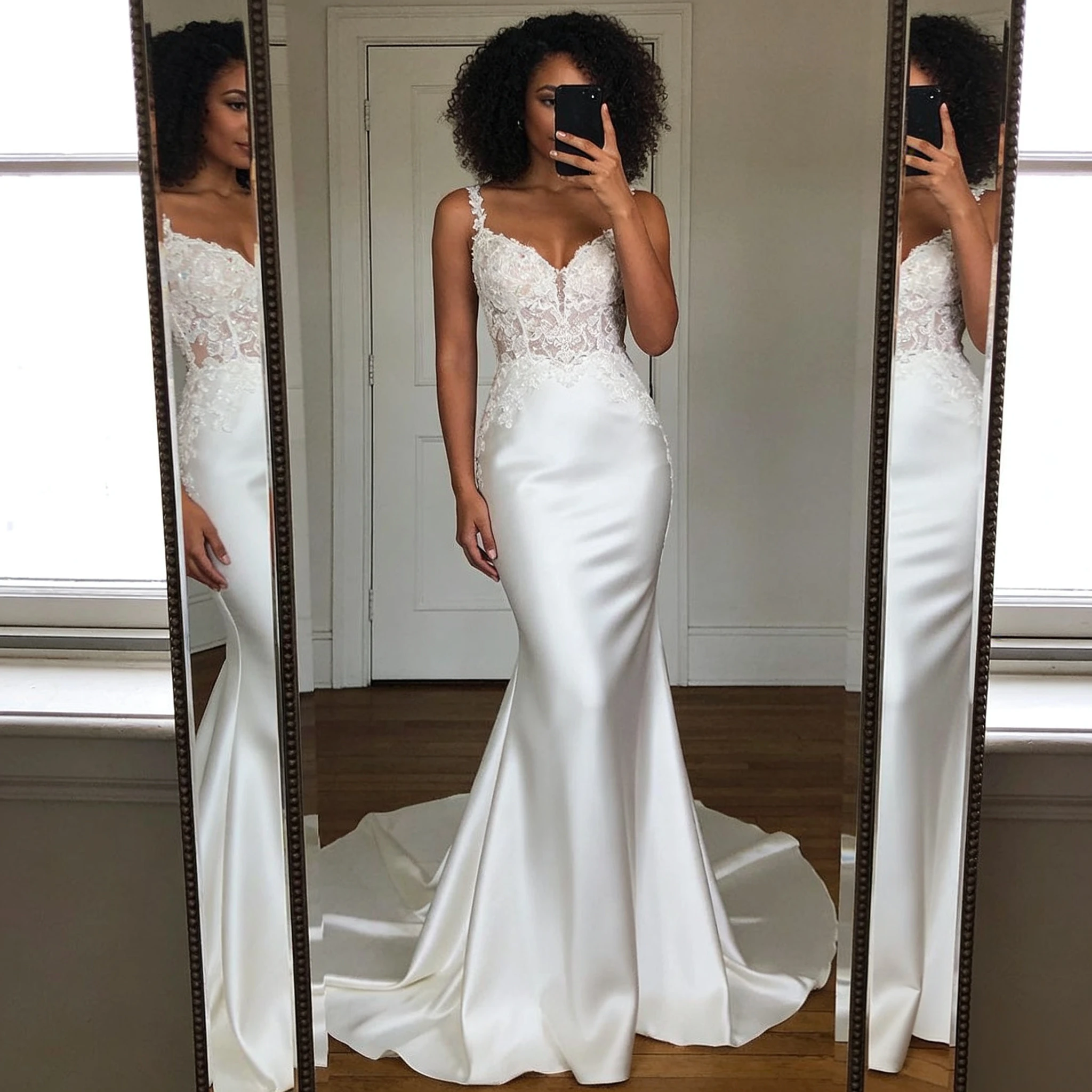 GIOIO Luxury Lace Mermaid Wedding Dress 2026 Sexy V-neck Appliques Tulle Bridal Gowns Backless Court Train Vestido De Novia