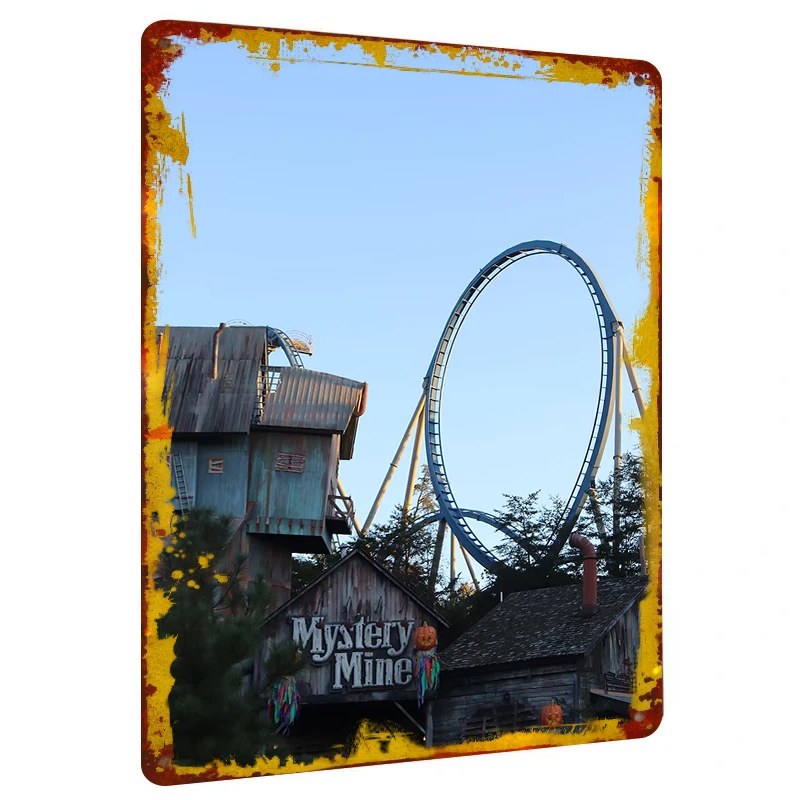 Mystery Mine Roller Coaster Custom Metal Wall Art Amusement Park Theme Decor for Home Office