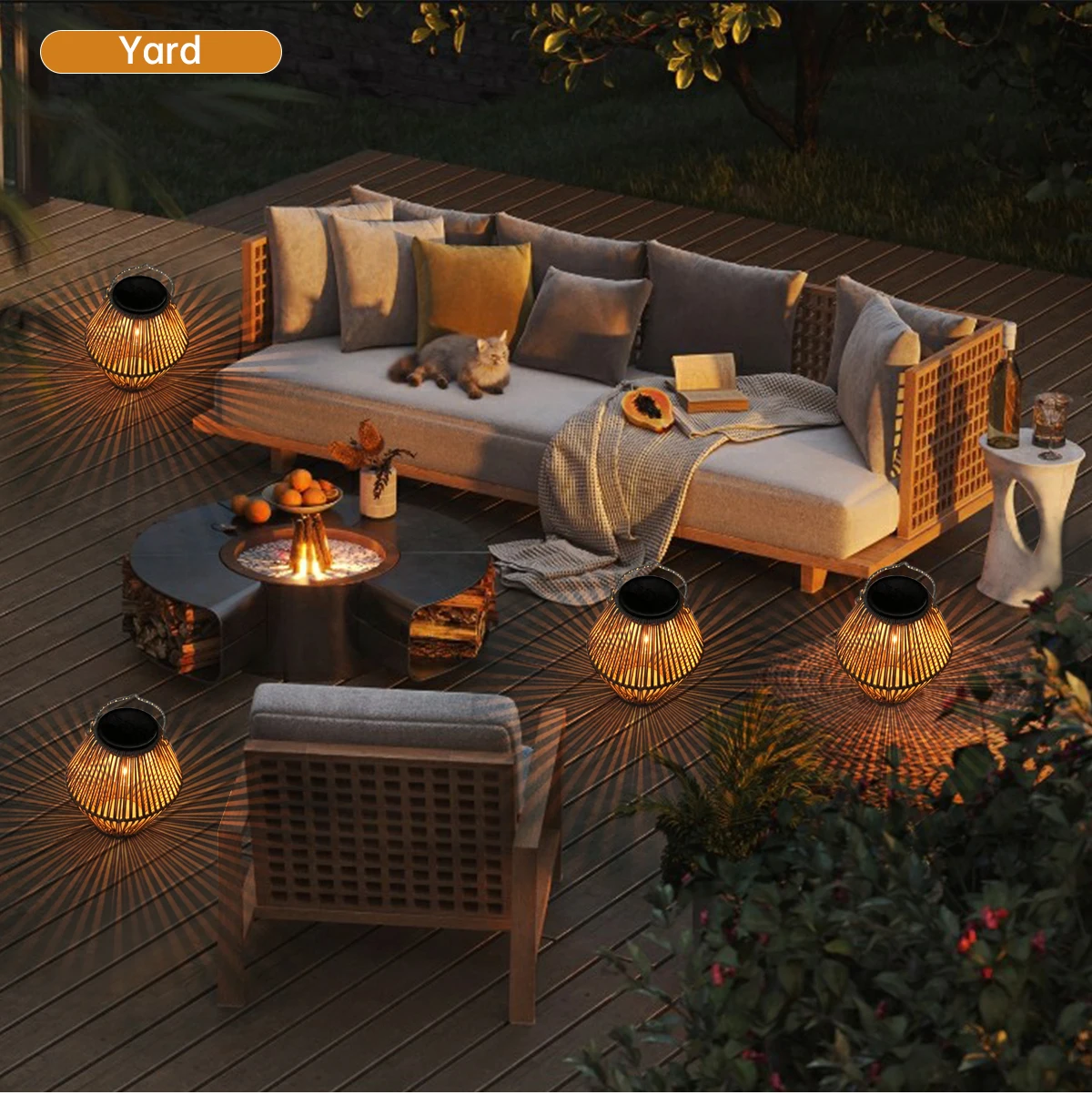 Solarlaterne für den Außenbereich, Solarlaternen, wasserdicht, zum Aufhängen im Freien, gewebte Laterne, Boho-Lampe, Lichter, Dekoration für Garten, Hof – Detail 9