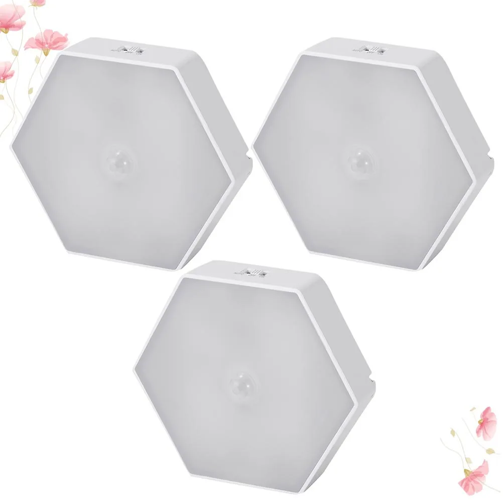 3pcs 1.2W Led Human Body Induction Light Night Lamp For Stairs Hallway Closet Cabinet Corridor Warm White Auto On Off