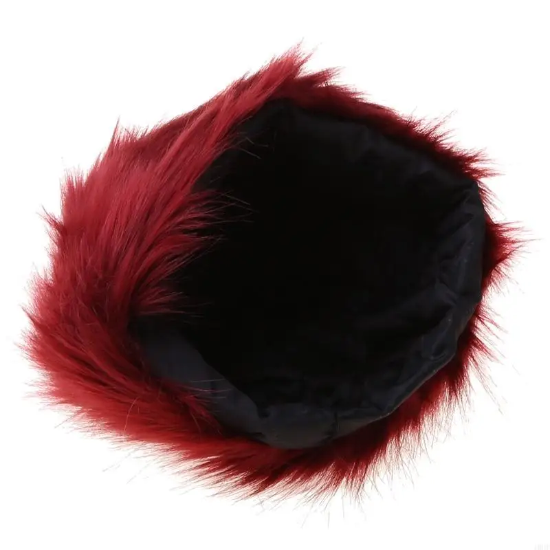 Chapéu feminino preto pele raposa falsa, chapéu russo inverno mais quente, boné Ushanka Cossack Ski