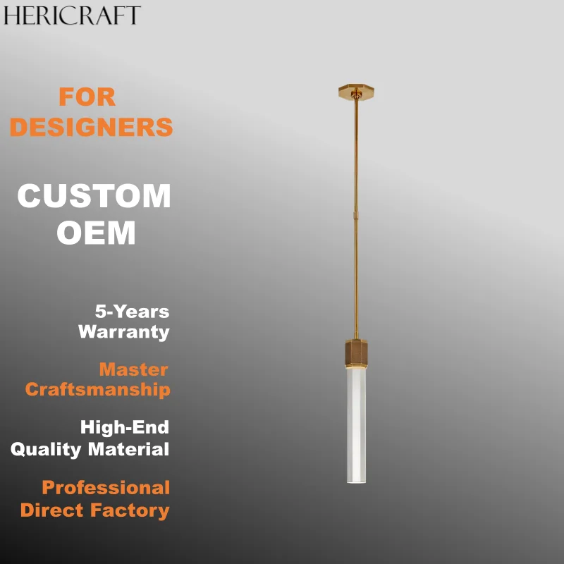 High Quality Brass Pendant Light Geometric Minimalist Linear Fixture For Bathroom Dining Kitchen 110V