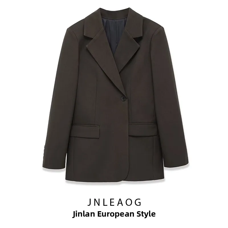 

Faionable Slim Fit Suit Jaet for Women Autumn New Sle Versatile Design Long Sve Busin Wear Polyester Material