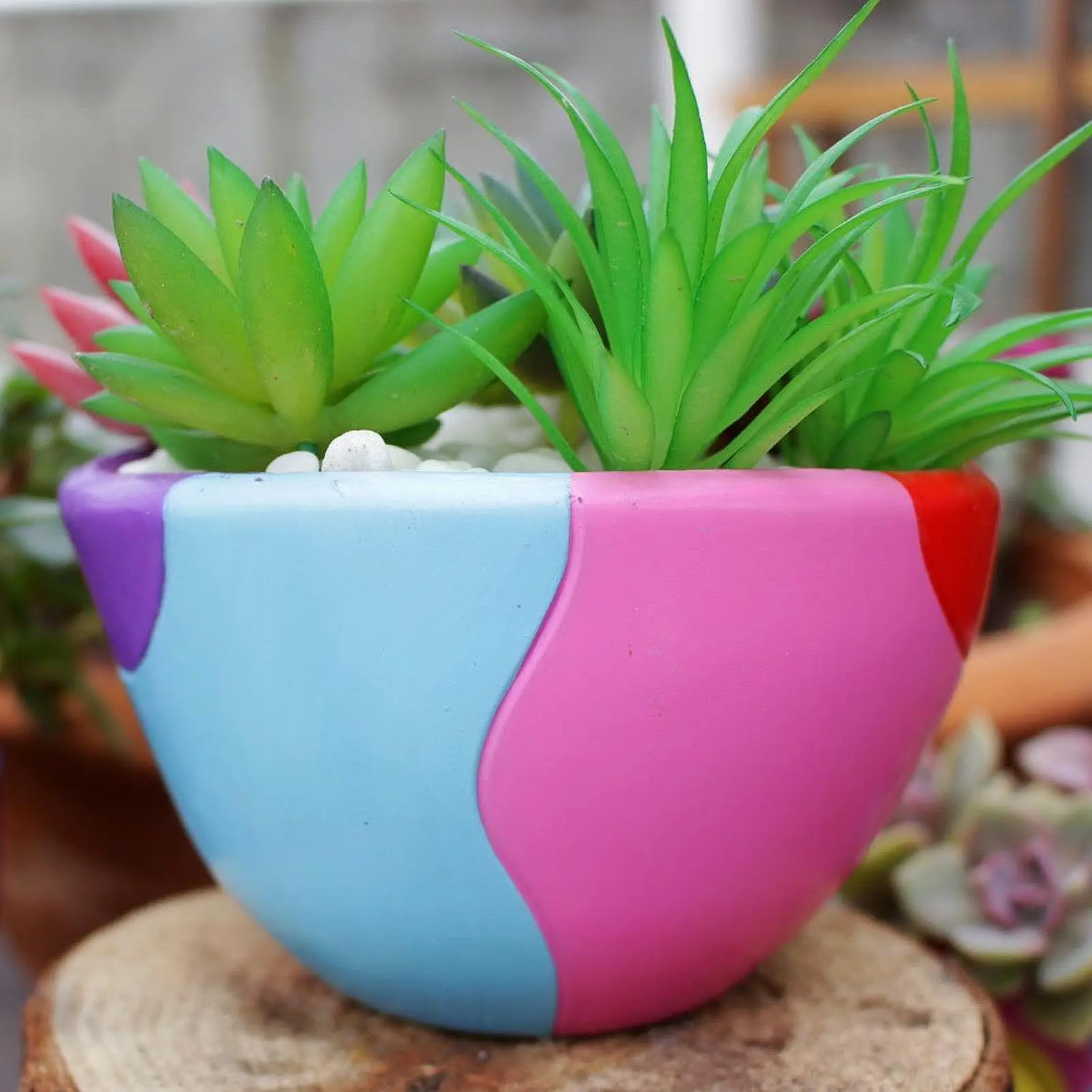 

Abstract Face Plant Pot Colorful Planter Head Planter Colorful Flower Pot for Living Room