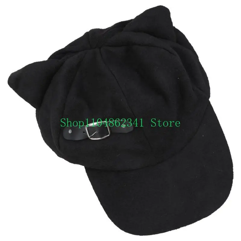 652F Cats Ear Hat Adult Teens 2000s Anime Props Hat Everyday Wear Hiphop Sun Caps