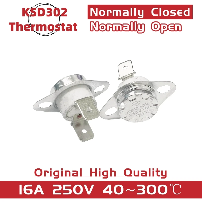 KSD302 16A 250V 40-300 degree Ceramic KSD301 Normally Closed Open Temperature Switch Thermostat 45C 85C 95C 110C 150C 250C 300C