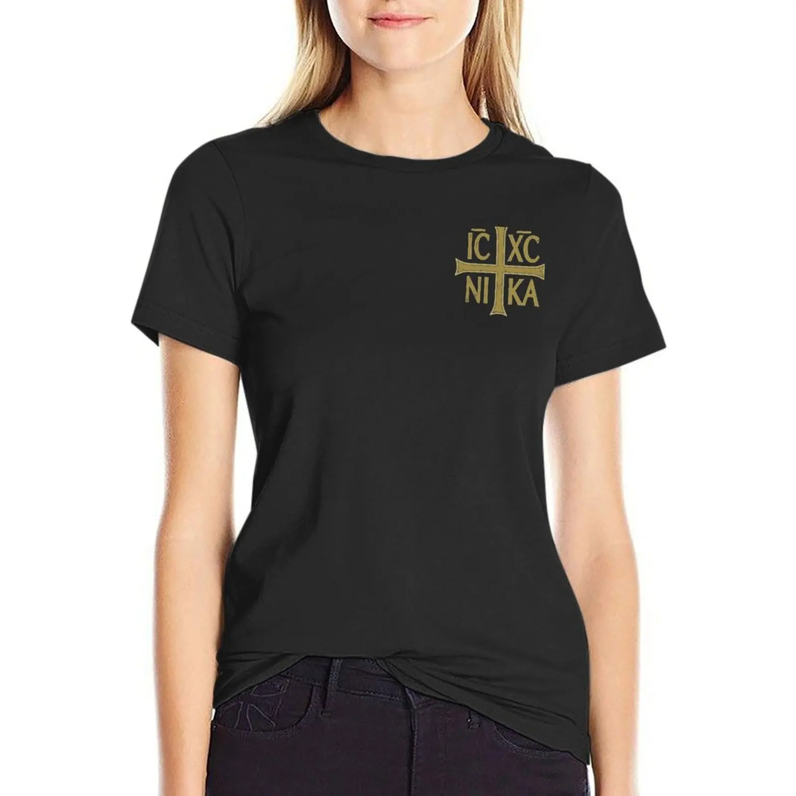 IC XC NIKA Cross Orthodox Eastern Christianity Christogram Side T-Shirt Aesthetic clothing sports fans summer tops T-shirt Women