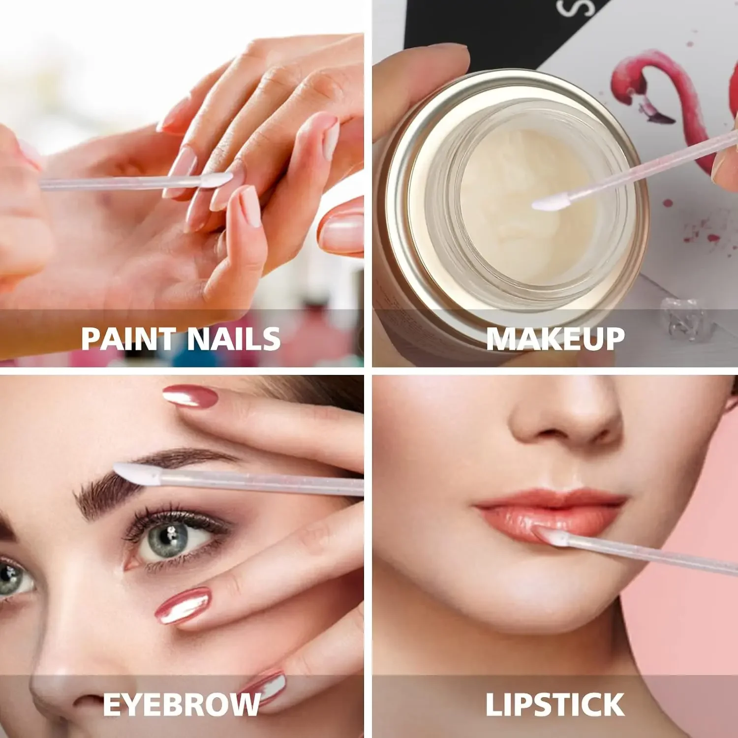 50개 일회용 립 브러쉬 글리터 크리스탈 완드 립 글로스 어플리케이터 정밀한 립스틱 및 글로스 메이크업 도구용