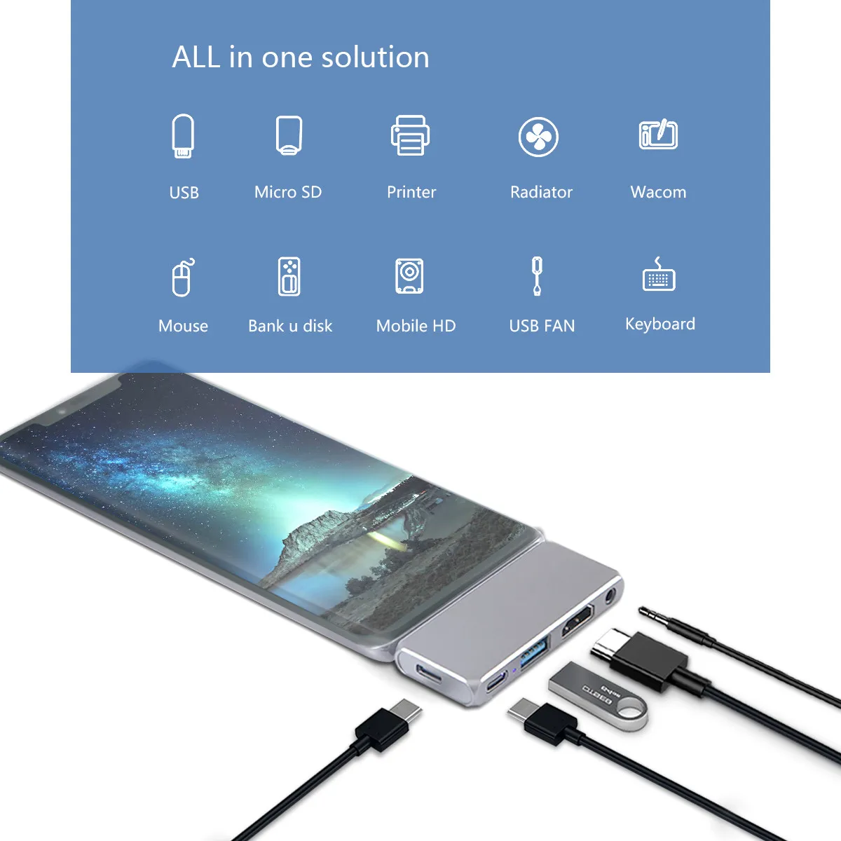 محور Tebe USB-C لجهاز iPad Pro Air Type-c إلى 4K HDMI-محول 3.5 ملم Aux Audio USB 3.0 Hub Splitter لجهاز Mac Dell Nintendo Switch #6