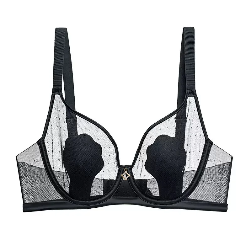 Women\'s Ultra-Thin Cat Claw Cup Bra Sexy Pure Desire French Style Soft Steel Ring Anti-Sagging Underwear for Large Chest