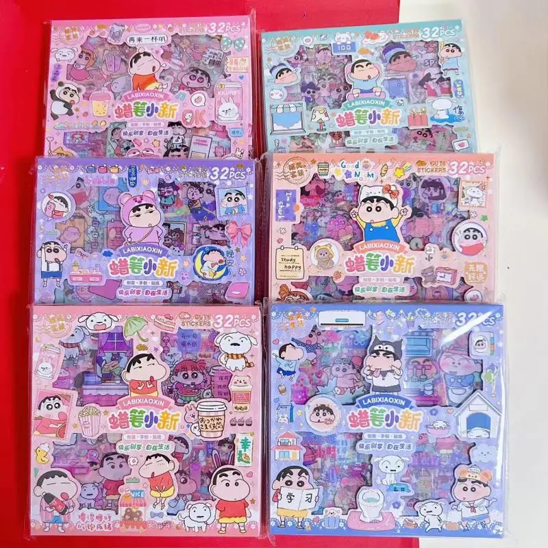 Kawaii Crayon Shin-Chans Hand Account Sticker Set adesivi per la contabilitร in scatola adesivo fai da te confezione regalo nastro cancelleria