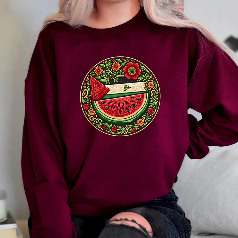 Boho Watermelon Graphic Sweatshirt This Is Not A Watermelon Sweater Human Rights Shirt Unisex Winter Long Sleeves Sweatshirts