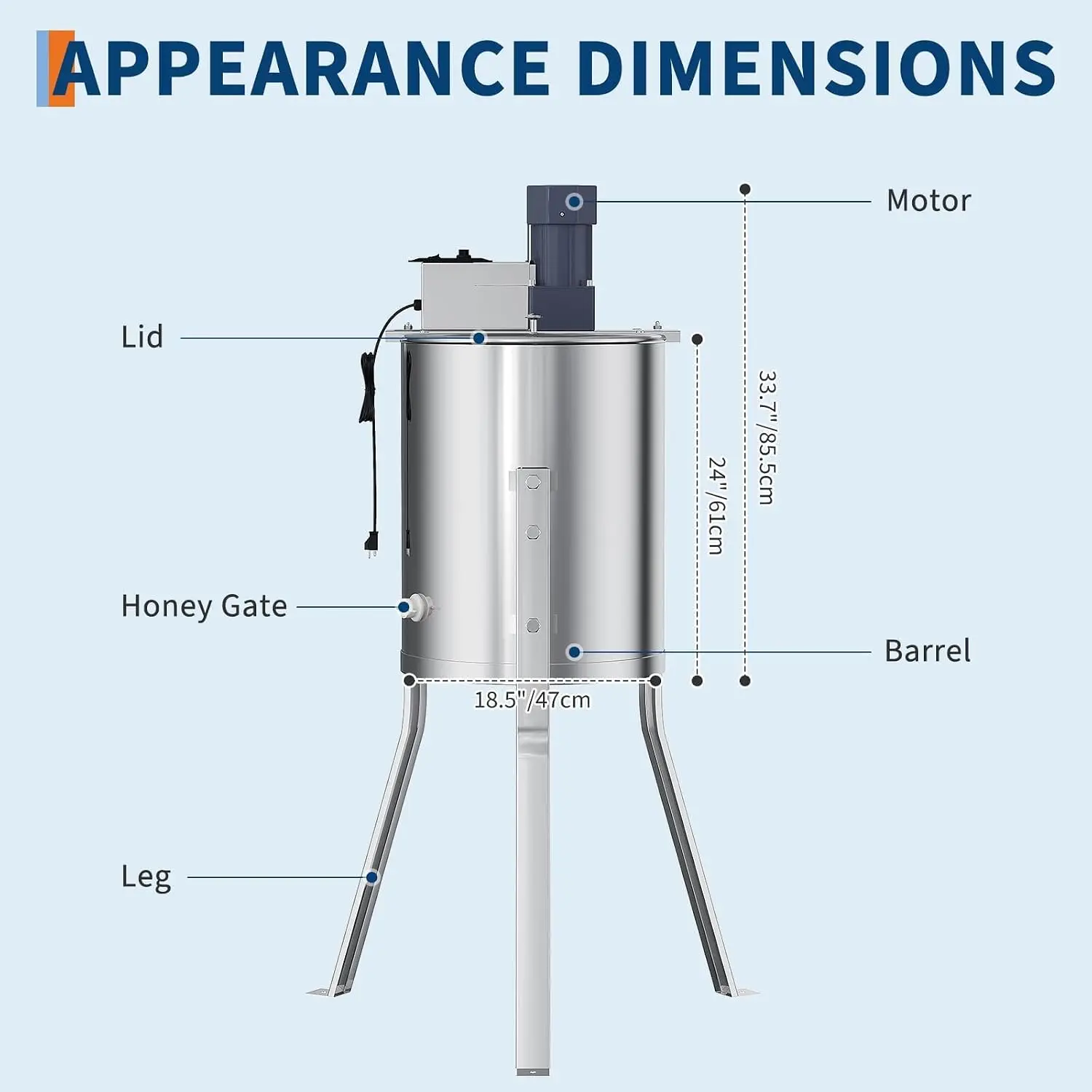 TWISTER.CK 4-Frame Electric Honey Extractor – Food-Grade Stainless Steel Spinner with Stand, Transparent Cover & Efficient Harvesting Design for Beekeepers view 2