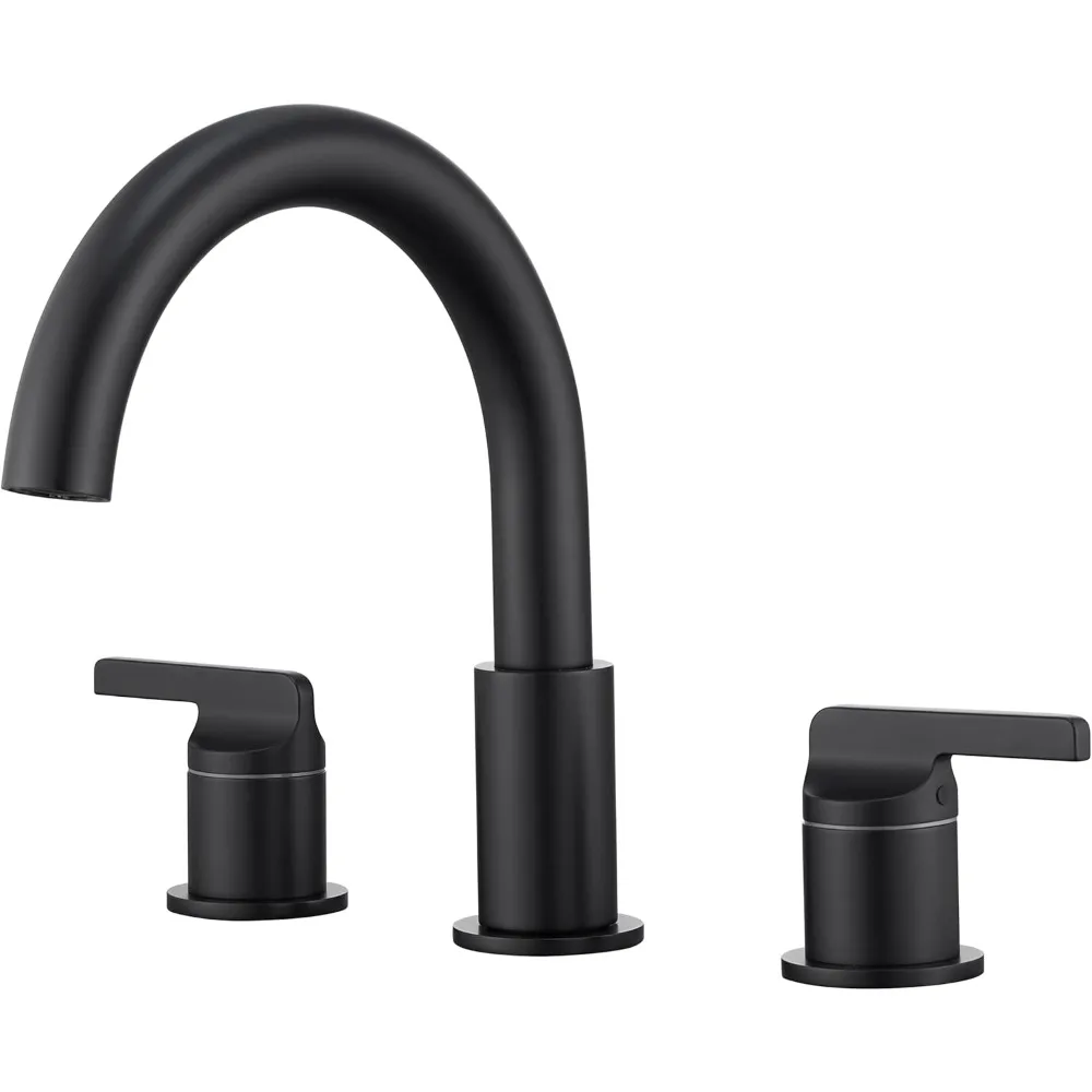 

SITGES Matte Black High-Arc Tub Faucet, Solid Brass Construction, 2-Handle Deck Mount, 3-Hole Roman Bath Set with Valve