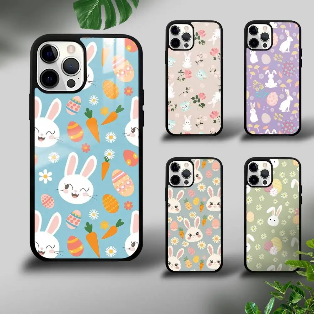 

Cute Easter Bunny Phone Case For IPhone 16 15 14 13 12 11 Pro Xs Max Mini Plus Celulares Hard Funda