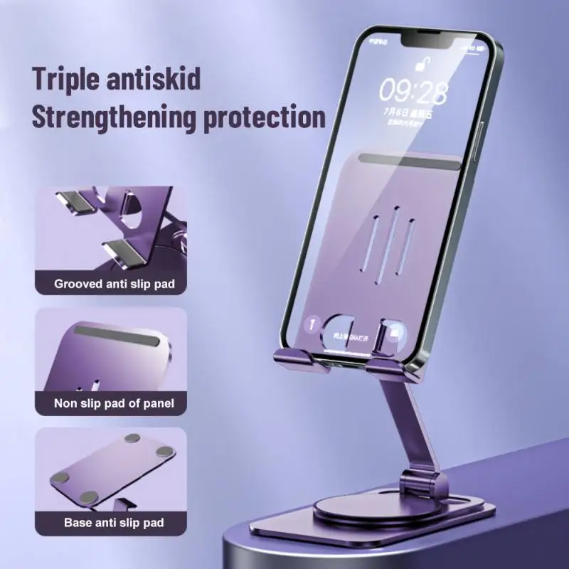 Purple Desktop Aluminum Alloy Phone Holder Folding Multifunctional Metal Phone Holder Creative Mobile Phone Accessories