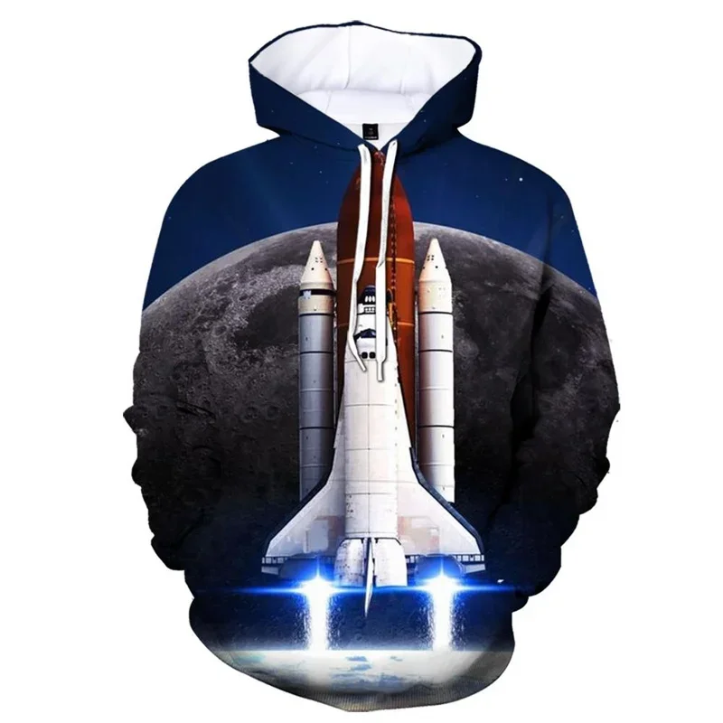 New Fashion 3D Print Space Shuttle Hoodie Men Women Rocket Graphics Sweatshirt Long Sleeve Pullover Spring Autumn Kids Hoodies