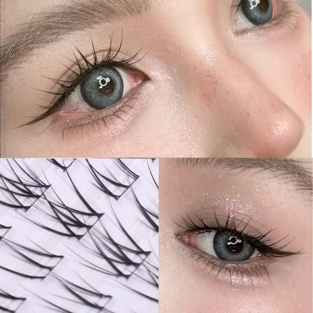 ขนตาปลอมแบบช่อ 10 แถว ขนตาปลอมสไตล์อนิเมะธรรมชาติ ขนตาปลอมแบบต่อขนตา รูปทรงช่อ สำหรับแต่งหน้า